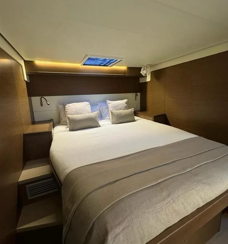 Cabin on Jolie, a Lagoon 52F catamaran at Sant Antoni de Portmany, Spain