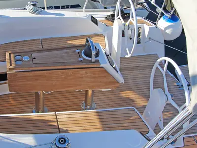 Salon of Mrduja, a Bavaria Cruiser 34 sailboat at Split, Croatia