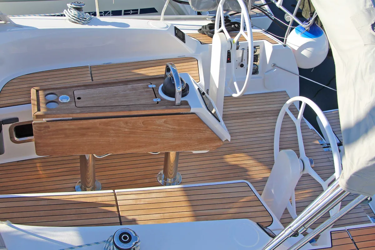 Salon of Mrduja, a Bavaria Cruiser 34 sailboat at Split, Croatia