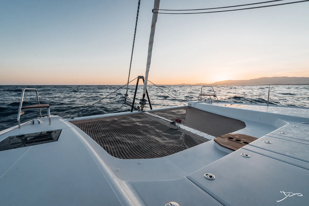 Deck of Stella, a Nautitech 44 Open catamaran at Cogolin, France
