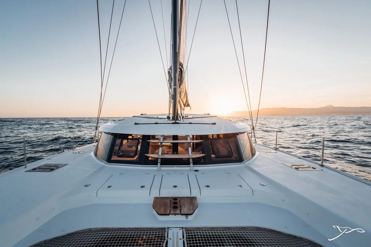 Deck of Stella, a Nautitech 44 Open catamaran at Cogolin, France