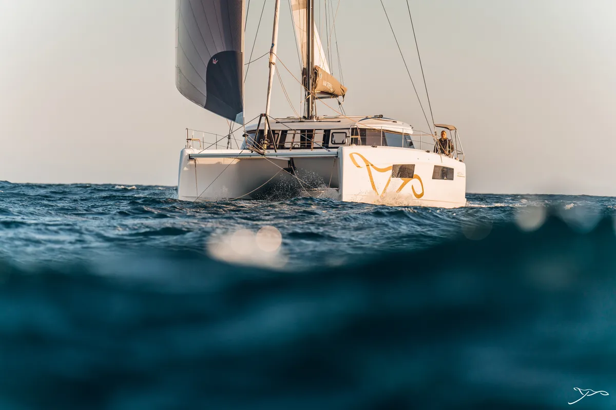 Exterior view of Stella, a Nautitech 44 Open catamaran at Cogolin, France