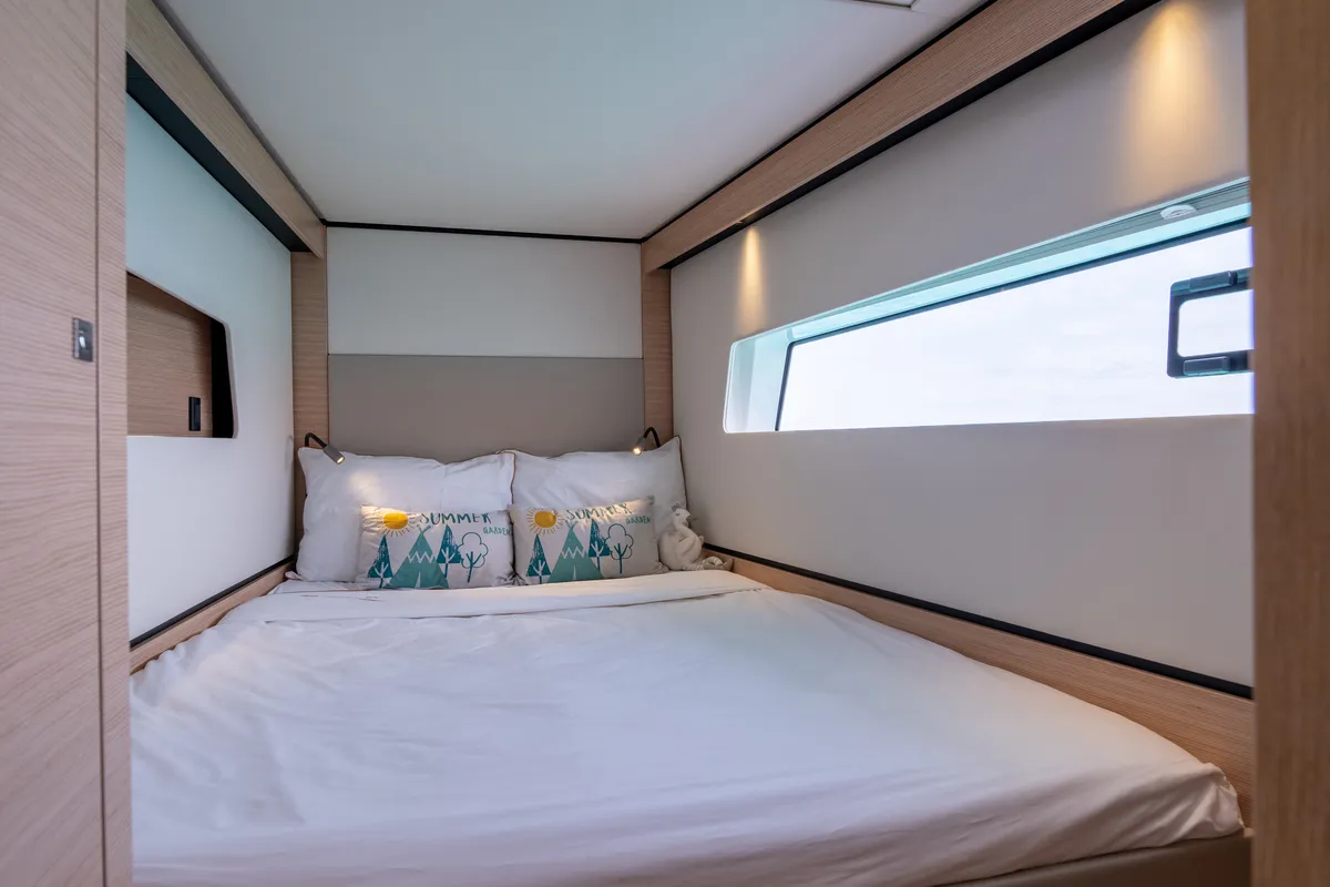 Cabin on Stella, a Nautitech 44 Open catamaran at Cogolin, France