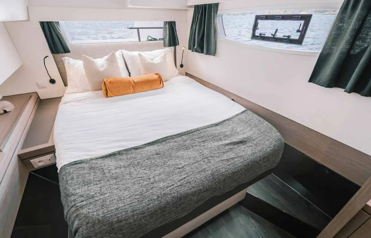 Cabin on Sam, a Fountaine Pajot Tanna 47 catamaran at Grad Trogir, Croatia