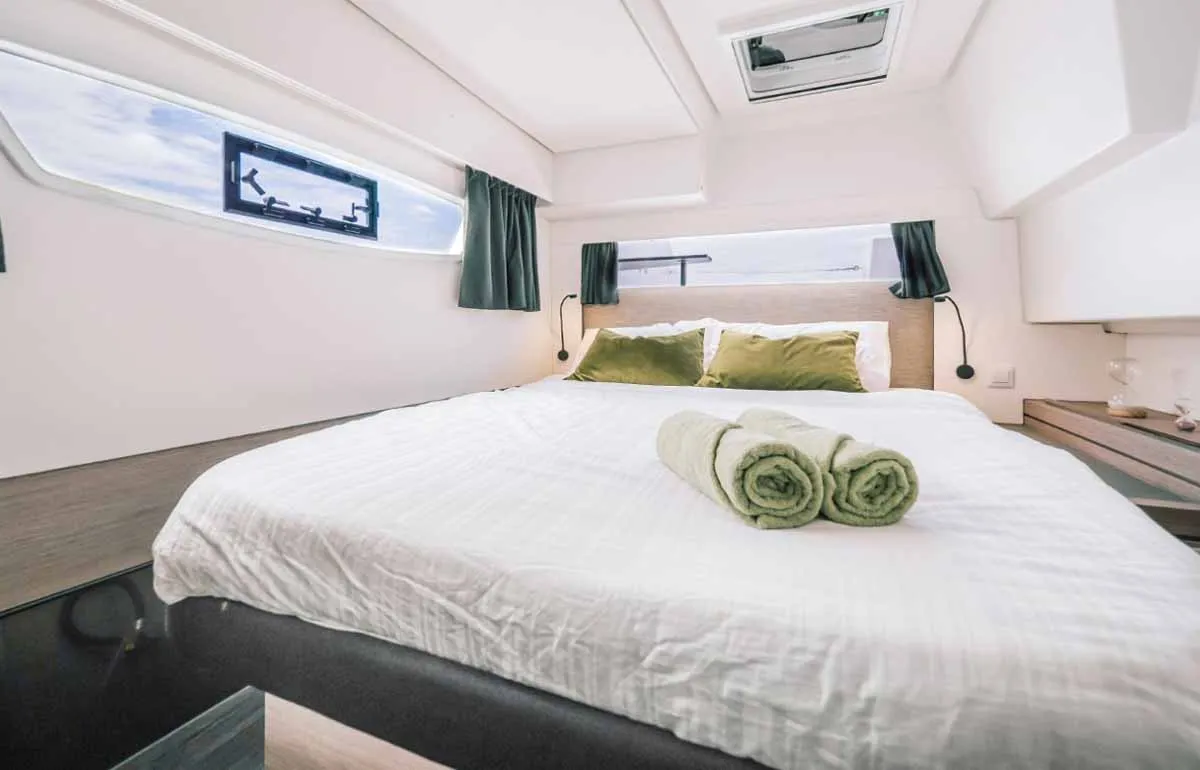 Cabin on Sam, a Fountaine Pajot Tanna 47 catamaran at Grad Trogir, Croatia