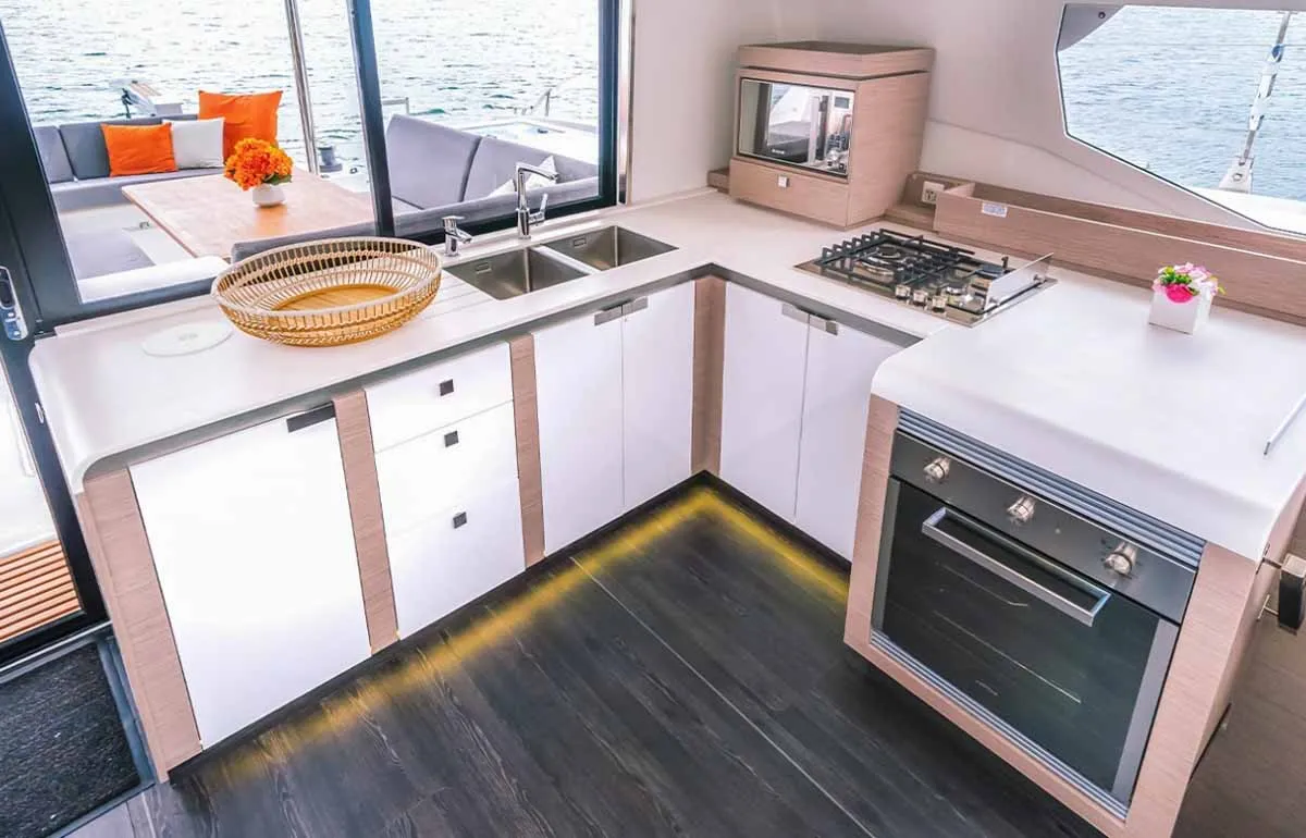 Galley of Sam, a Fountaine Pajot Tanna 47 catamaran at Grad Trogir, Croatia