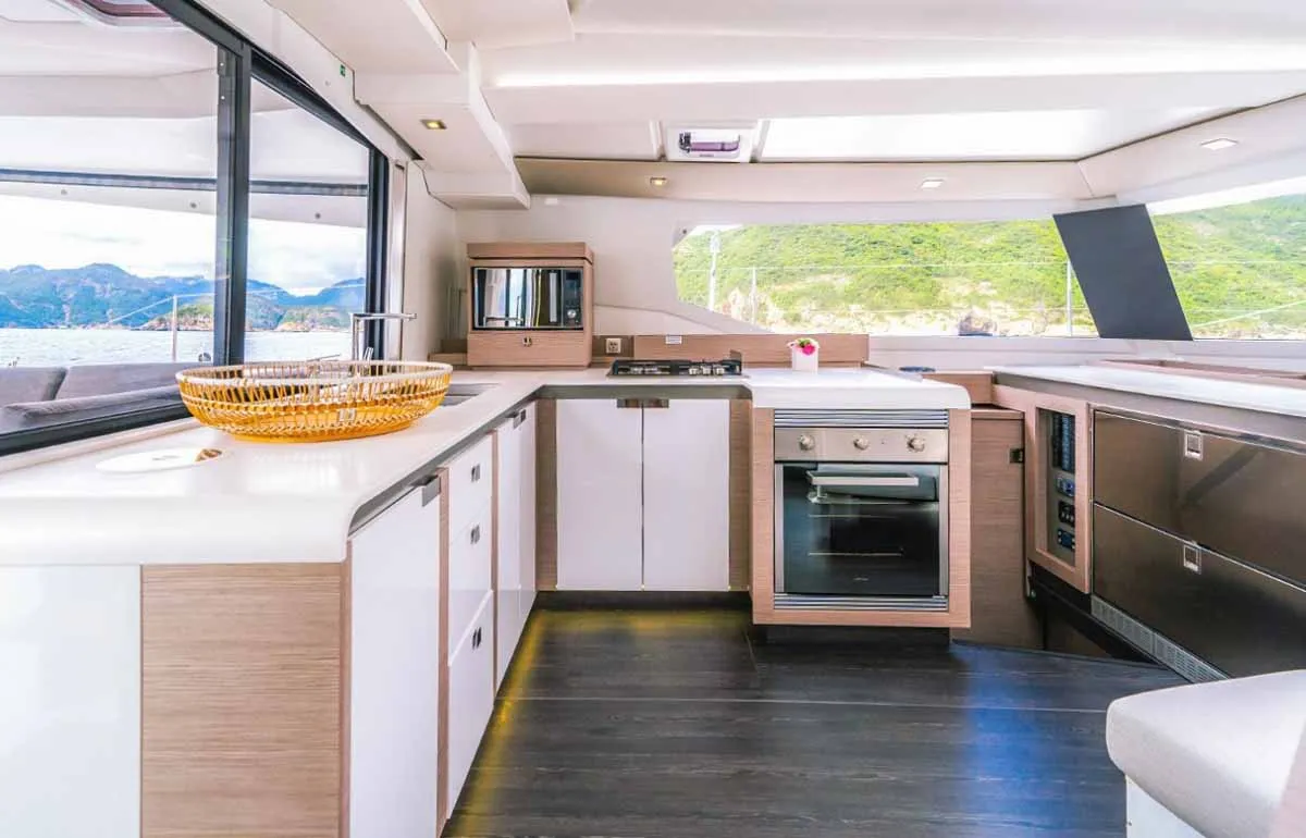 Galley of Sam, a Fountaine Pajot Tanna 47 catamaran at Grad Trogir, Croatia