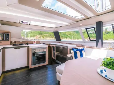Galley of Sam, a Fountaine Pajot Tanna 47 catamaran at Grad Trogir, Croatia