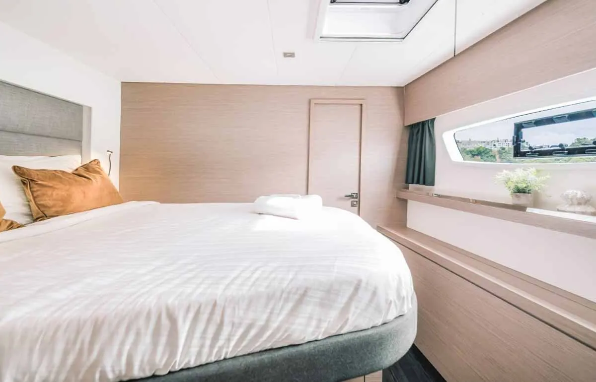 Cabin on Sam, a Fountaine Pajot Tanna 47 catamaran at Grad Trogir, Croatia