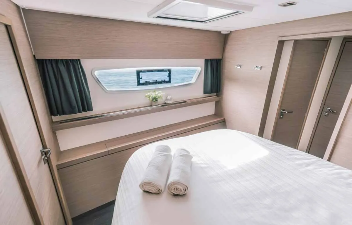 Cabin on Sam, a Fountaine Pajot Tanna 47 catamaran at Grad Trogir, Croatia
