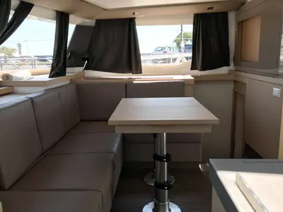 Salon of Wave, a Fountaine Pajot Astrea 42 catamaran at Tivat, Montenegro