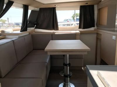 Salon of Fountaine Pajot Astrea 42, a catamaran at Tivat, Montenegro