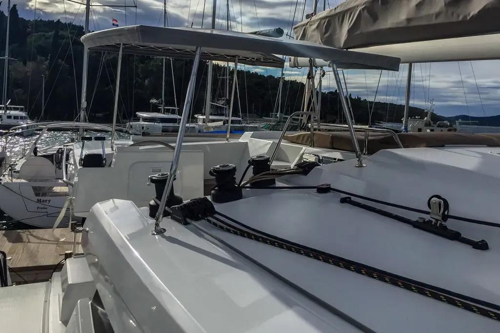 Wave, a Fountaine Pajot Astrea 42 catamaran at Tivat, Montenegro