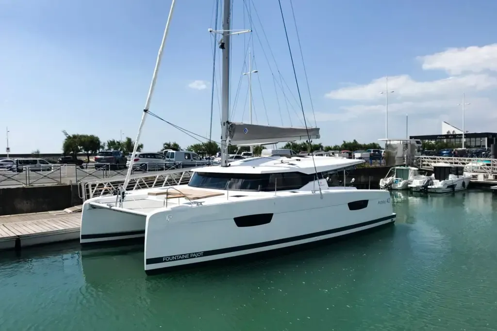 Wave, a Fountaine Pajot Astrea 42 catamaran at Tivat, Montenegro