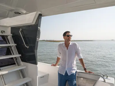 Galley of Delphia Yachts Poseidon 45, a motor yacht at Casier, Italy