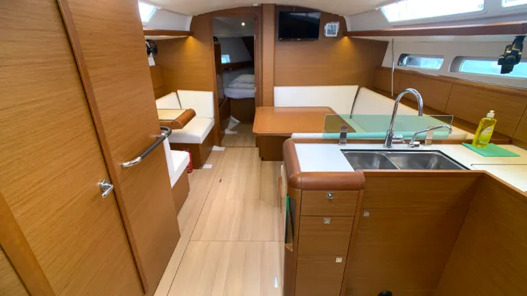 Salon of Espresso, a Jeanneau Sun Odyssey 419 sailboat at Općina Rogoznica, Croatia
