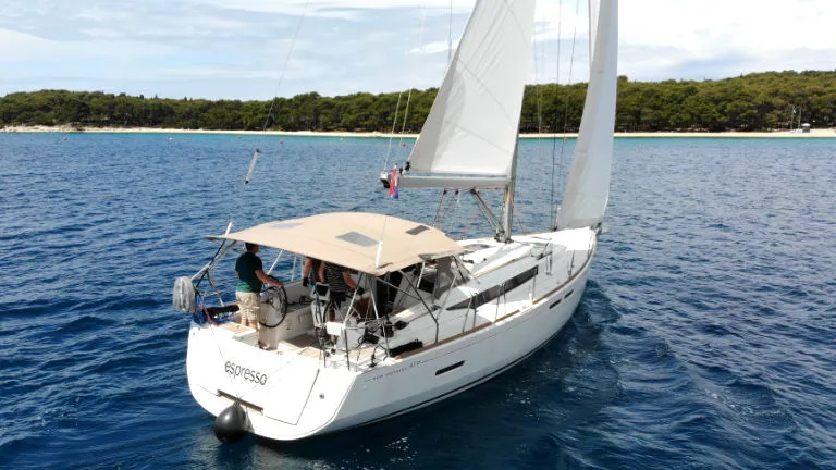 Galley of Espresso, a Jeanneau Sun Odyssey 419 sailboat at Općina Rogoznica, Croatia