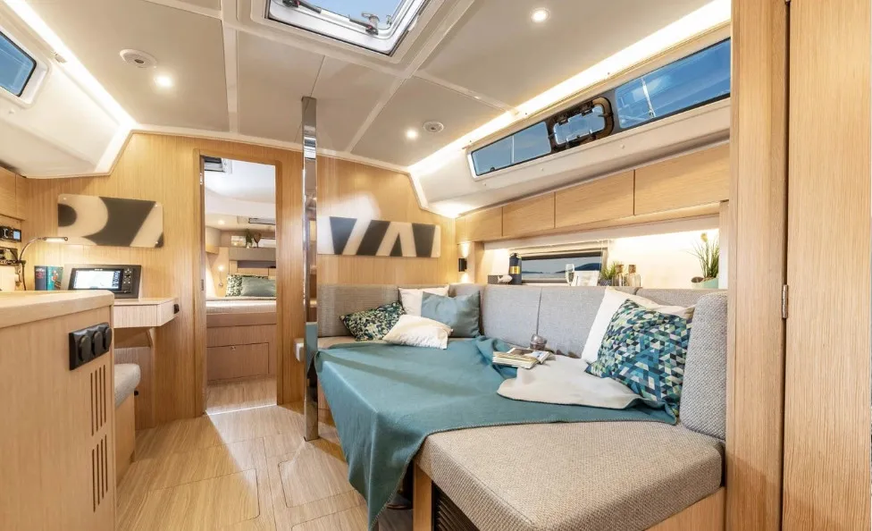 Salon of Ithakiss, a Bavaria C38 sailboat at Municipal Unit of Sikyona, Greece