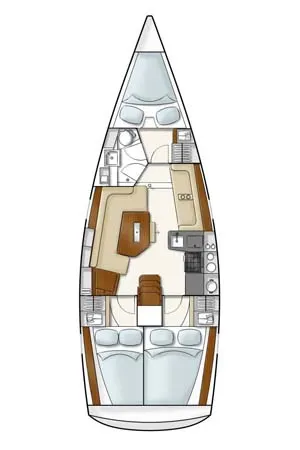 Floor plan of Carpe Diem, a Hanse 350 sailboat at Municipal Unit of Lefkada, Greece
