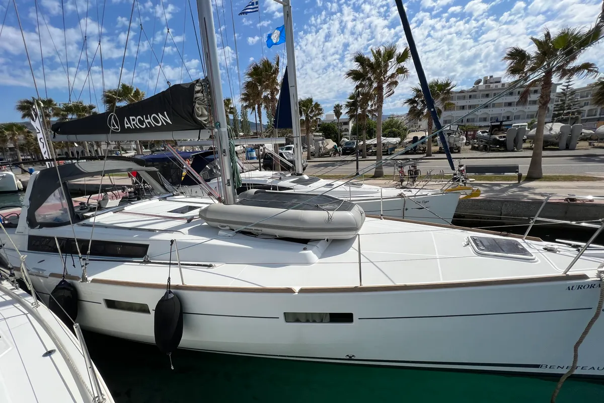 Aurora, a Beneteau Oceanis 45 sailboat at Municipal Unit of Rhodes, Greece
