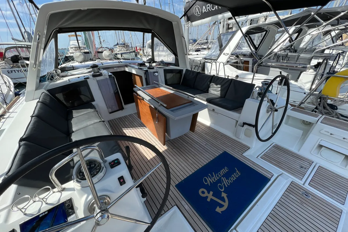 Aurora, a Beneteau Oceanis 45 sailboat at Municipal Unit of Rhodes, Greece