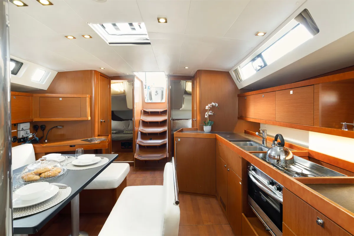 Aurora, a Beneteau Oceanis 45 sailboat at Municipal Unit of Rhodes, Greece