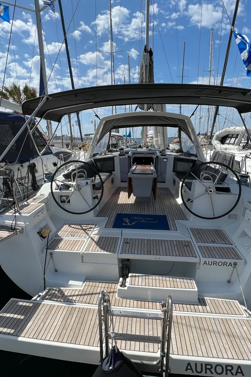 Aurora, a Beneteau Oceanis 45 sailboat at Municipal Unit of Rhodes, Greece