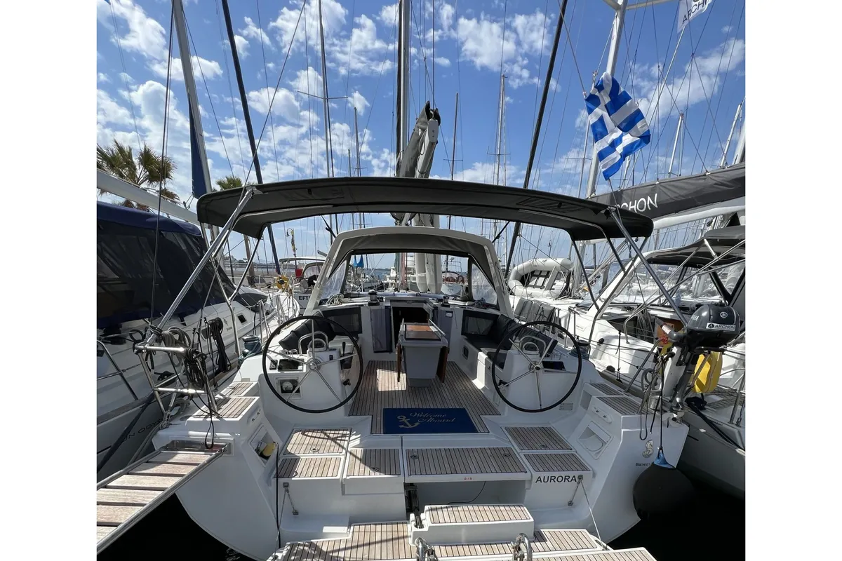 Aurora, a Beneteau Oceanis 45 sailboat at Municipal Unit of Rhodes, Greece