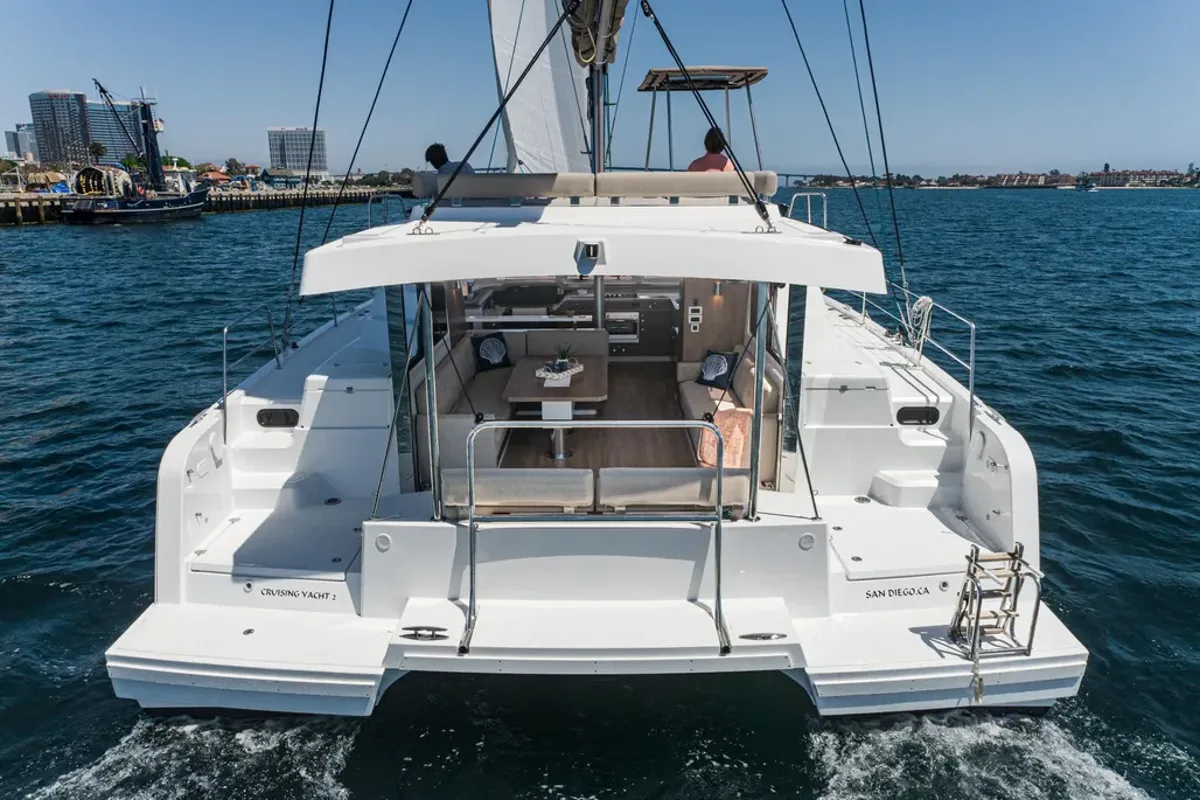 Exterior view of Relentless, a Bali 4.4 catamaran at San Diego, United States