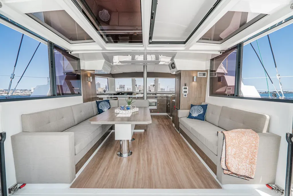 Salon of Relentless, a Bali 4.4 catamaran at San Diego, United States