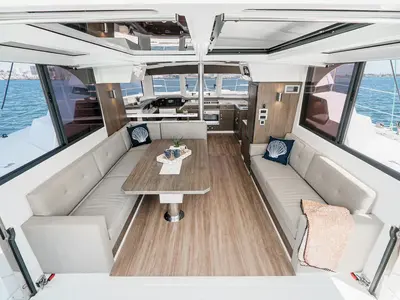 Salon of Relentless, a Bali 4.4 catamaran at San Diego, United States
