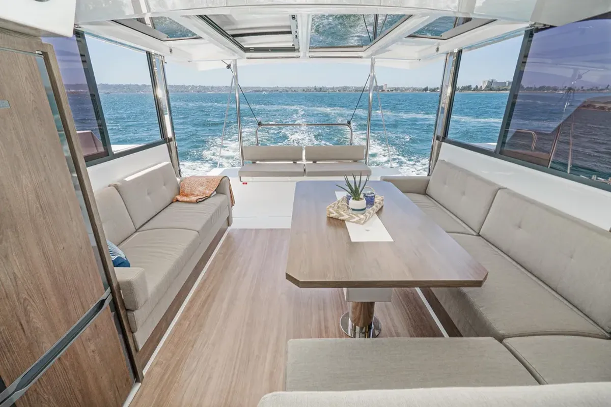 Salon of Relentless, a Bali 4.4 catamaran at San Diego, United States
