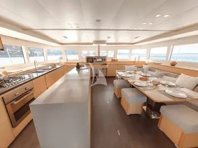 Galley of Royal Destiny, a Lagoon 620 catamaran at Athens, Greece