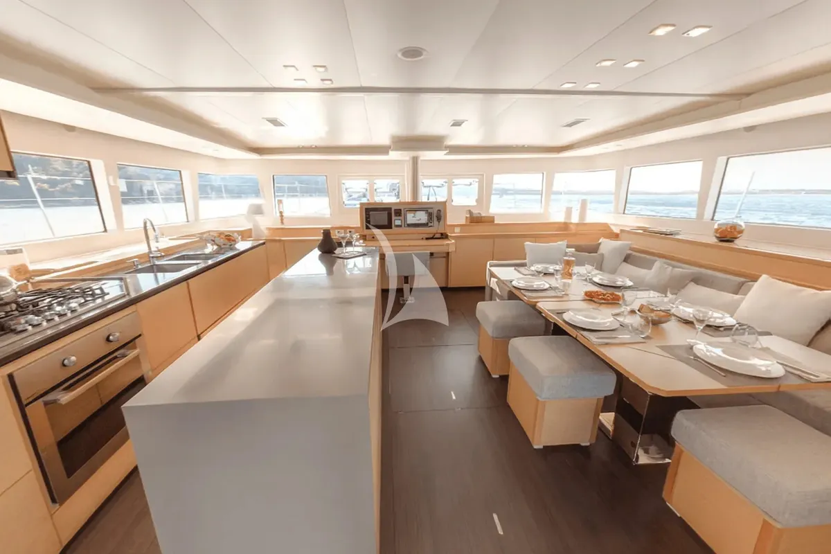 Galley of Royal Destiny, a Lagoon 620 catamaran at Athens, Greece