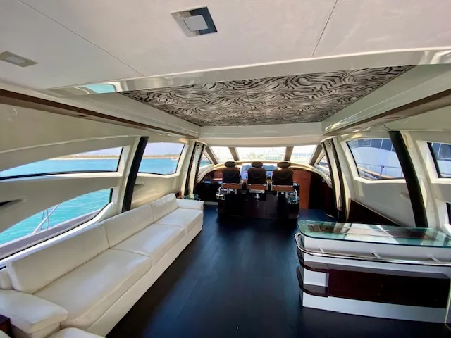 Salon of Super Toy, a Azimut 86 motor yacht at Kontokali, Greece