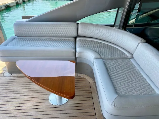 Deck of Super Toy, a Azimut 86 motor yacht at Kontokali, Greece