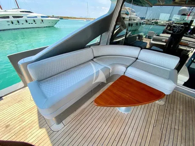 Deck of Super Toy, a Azimut 86 motor yacht at Kontokali, Greece