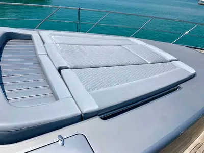 Deck of Super Toy, a Azimut 86 motor yacht at Kontokali, Greece