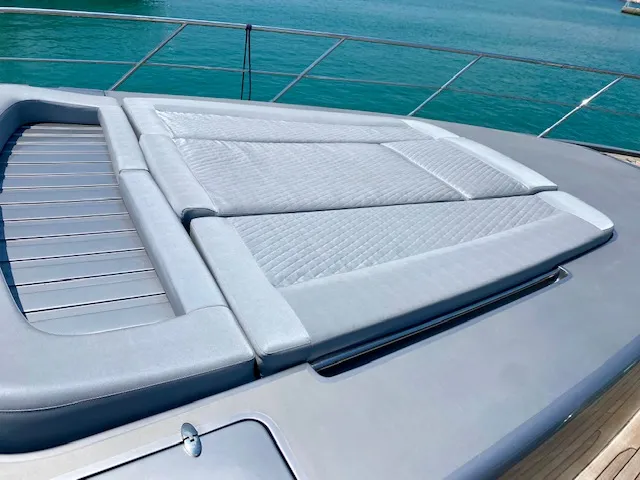 Deck of Super Toy, a Azimut 86 motor yacht at Kontokali, Greece