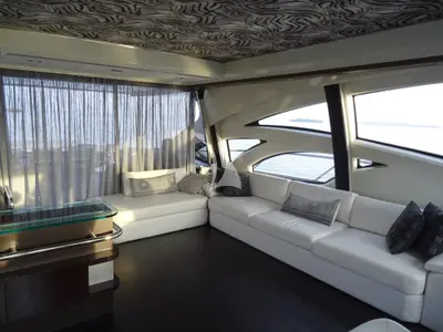 Salon of Super Toy, a Azimut 86 motor yacht at Kontokali, Greece