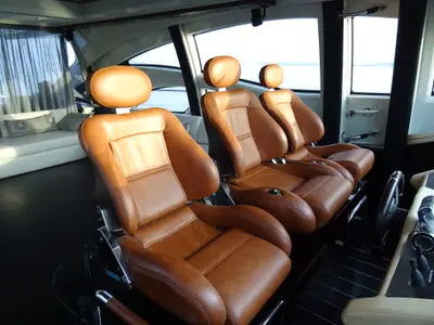 Cockpit of Super Toy, a Azimut 86 motor yacht at Kontokali, Greece