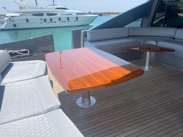 Deck of Super Toy, a Azimut 86 motor yacht at Kontokali, Greece