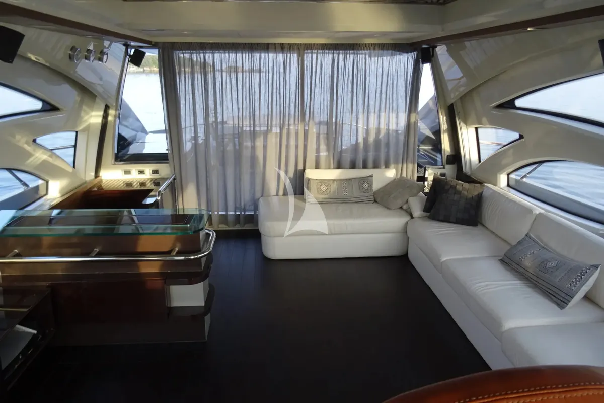 Salon of Super Toy, a Azimut 86 motor yacht at Kontokali, Greece