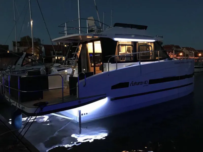 Exterior view of Cobra Yachts Futura 40 Grand Horizon, a motorboat at Wilkasy, Poland