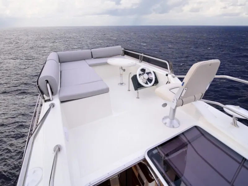 Deck of Cobra Yachts Futura 40 Grand Horizon, a motorboat at Wilkasy, Poland