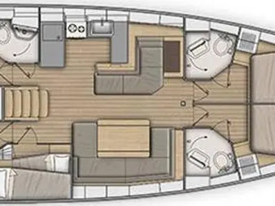 Floor plan of Lara, a Beneteau Oceanis 51.1 sailboat at Puntone di Scarlino, Italy