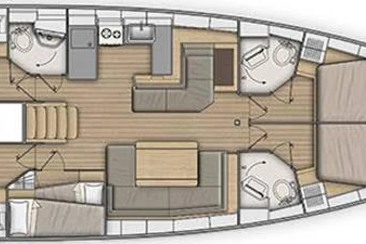 Floor plan of Lara, a Beneteau Oceanis 51.1 sailboat at Puntone di Scarlino, Italy