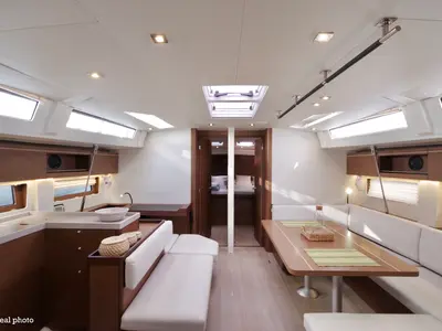 Salon of Lara, a Beneteau Oceanis 51.1 sailboat at Puntone di Scarlino, Italy
