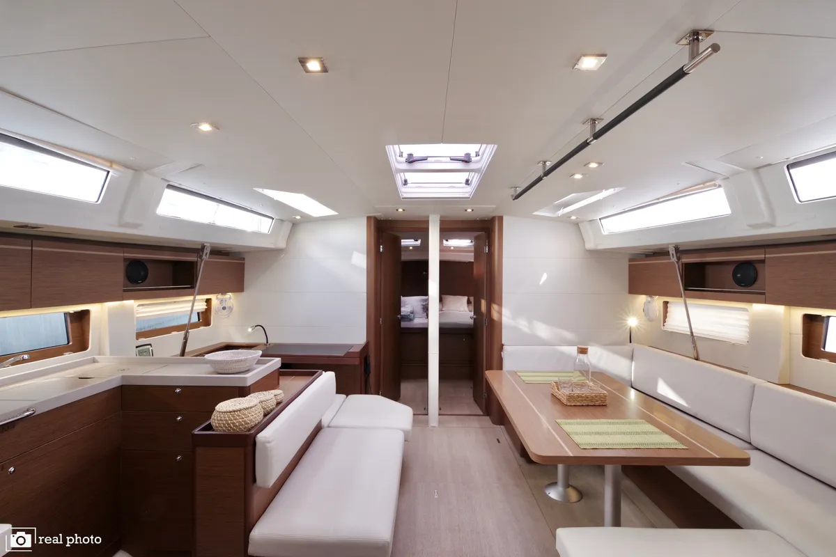 Salon of Lara, a Beneteau Oceanis 51.1 sailboat at Puntone di Scarlino, Italy