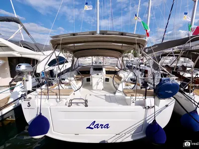 Cockpit of Lara, a Beneteau Oceanis 51.1 sailboat at Puntone di Scarlino, Italy